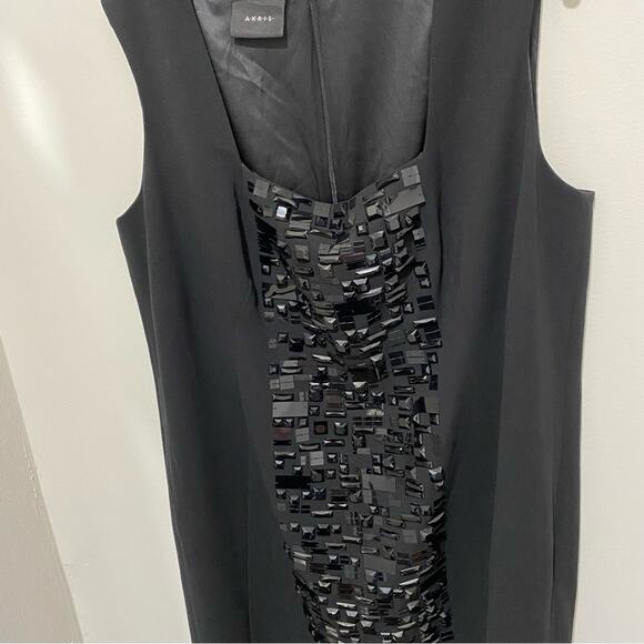 AKRIS Black Dress Size 16 Square Neck Knee Length Stud Embellishments MSRP $2500 - Picture 7 of 13